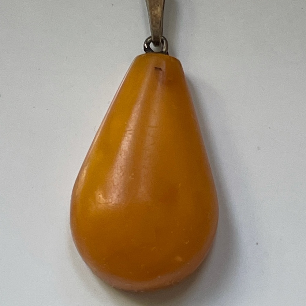 Vintage Butterscotch Baltic Amber Pendant 875 Silver USSR
